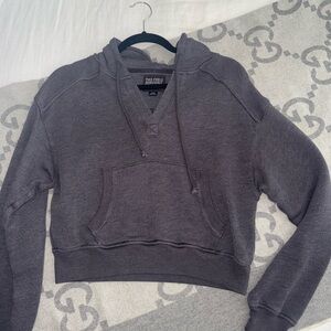 American Eagle Cropped Hoodie Sweater, Gray